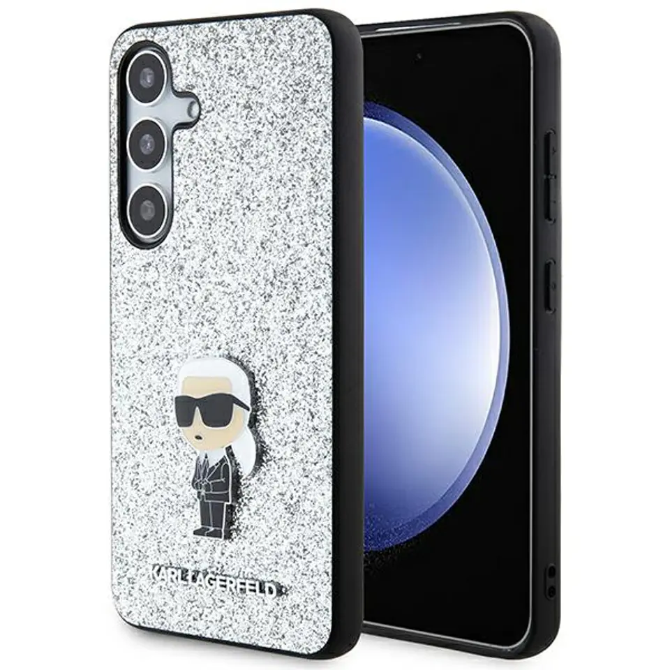 Karl Lagerfeld KLHCS24MGCNPSG S24+ S926 srebrny/silver hardcase Fixed Glitter Ikonik Logo Metal Pin