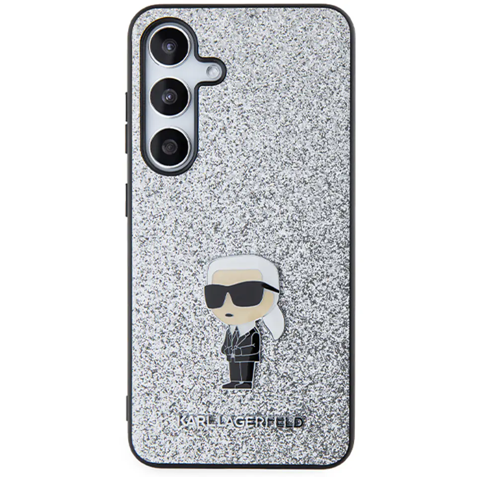 Karl Lagerfeld KLHCS24MGCNPSG S24+ S926 srebrny/silver hardcase Fixed Glitter Ikonik Logo Metal Pin