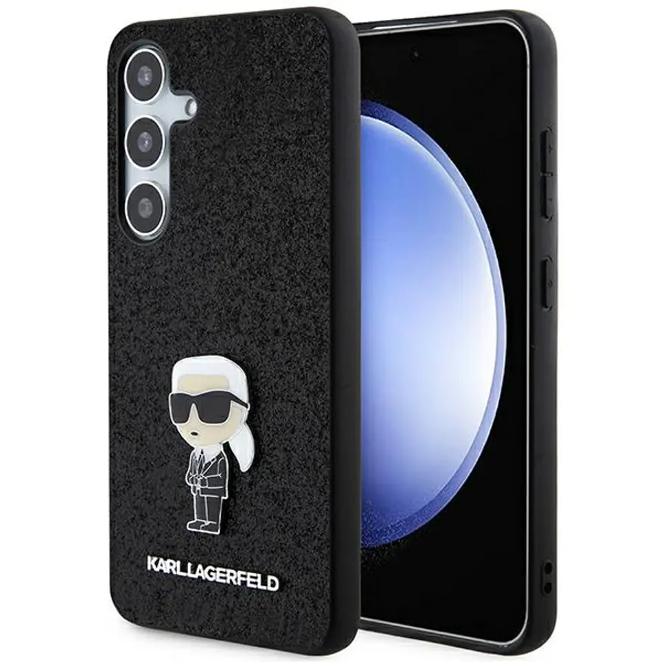 Karl Lagerfeld KLHCS24SGKNPSK S24 S921  czarny/black hardcase Fixed Glitter Ikonik Logo Metal Pin