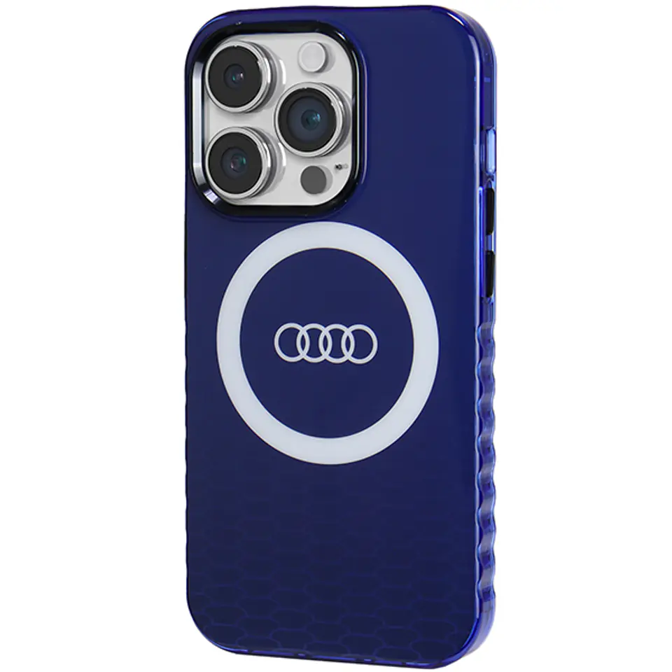 Audi IML Big Logo MagSafe Case iPhone 14 Pro Max 6.7" niebieski/navy blue hardcase AU-IMLMIP14PM-Q5/D2-BE