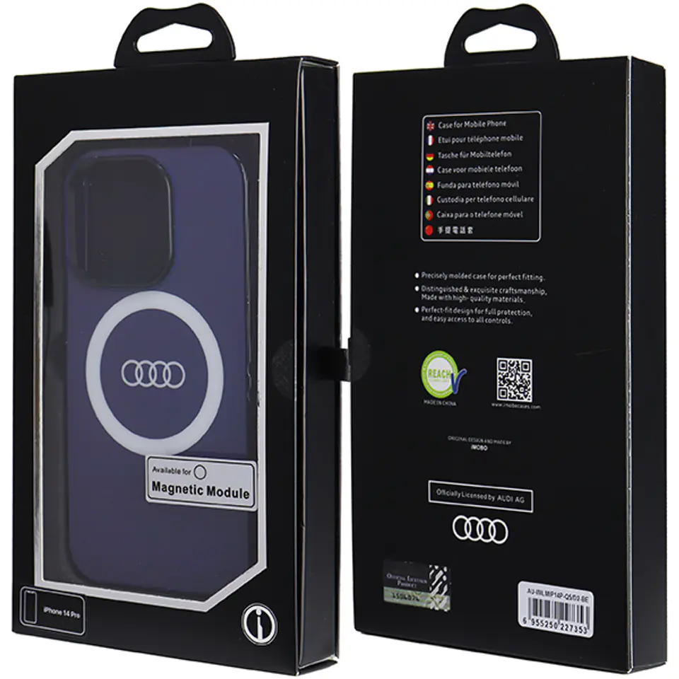 Audi IML Big Logo MagSafe Case iPhone 14 Pro 6.1" niebieski/navy blue hardcase AU-IMLMIP14P-Q5/D2-BE