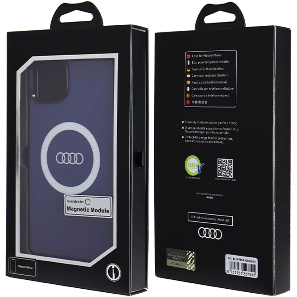 Audi IML Big Logo MagSafe Case iPhone 15 Plus / 14 Plus 6.7" niebieski/navy blue hardcase AU-IMLMIP15M-Q5/D2-BE