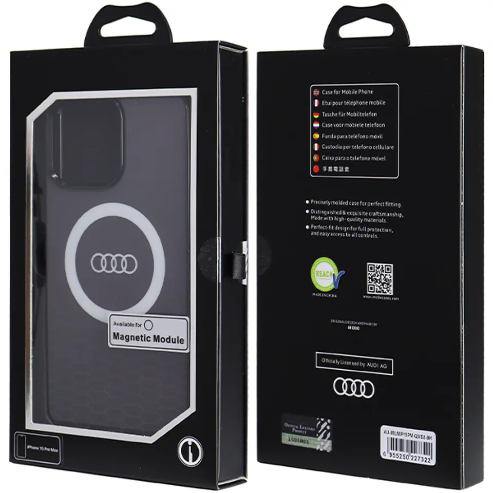 Audi IML Big Logo MagSafe Case iPhone 15 Pro 6.1" czarny/black hardcase AU-IMLMIP15P-Q5/D2-BK