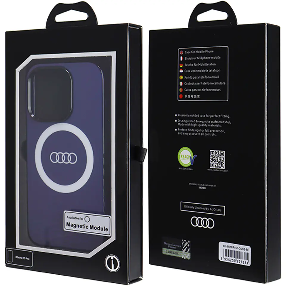 Audi IML Big Logo MagSafe Case iPhone 15 Pro 6.1" niebieski/navy blue hardcase AU-IMLMIP15P-Q5/D2-BE