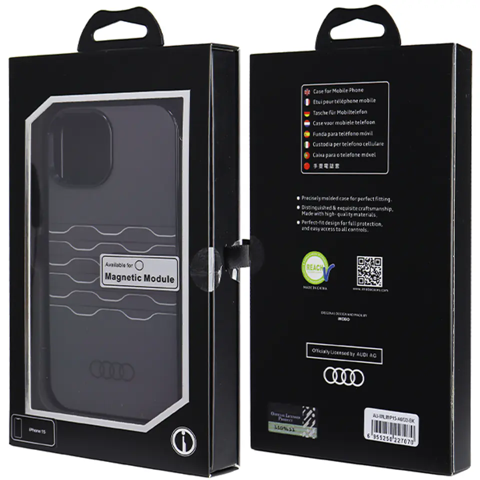 Audi IML MagSafe Case iPhone 15 / 14 / 13 6.1" czarny/black hardcase AU-IMLMIP15-A6/D3-BK