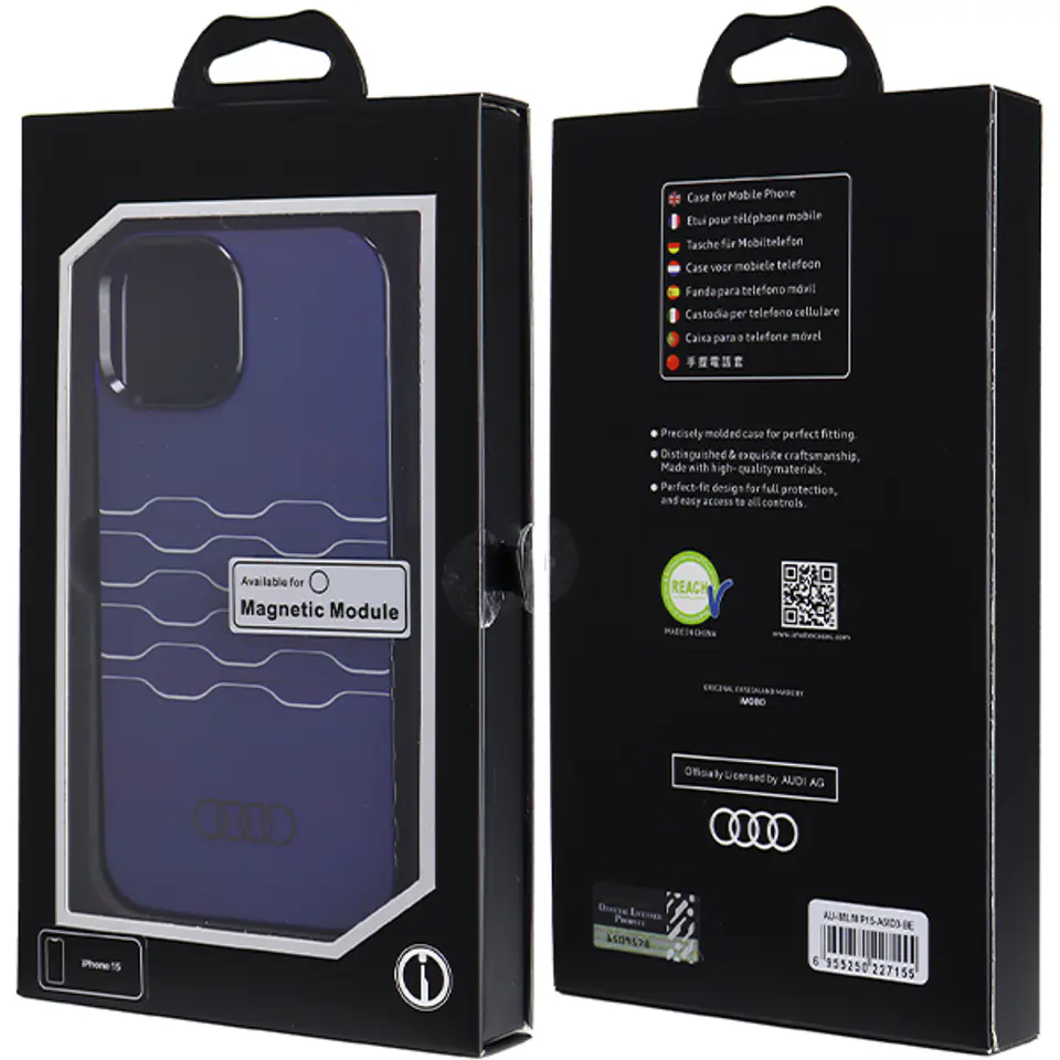 Audi IML MagSafe Case iPhone 15 / 14 / 13 6.1" niebieski/navy blue hardcase AU-IMLMIP15-A6/D3-BE