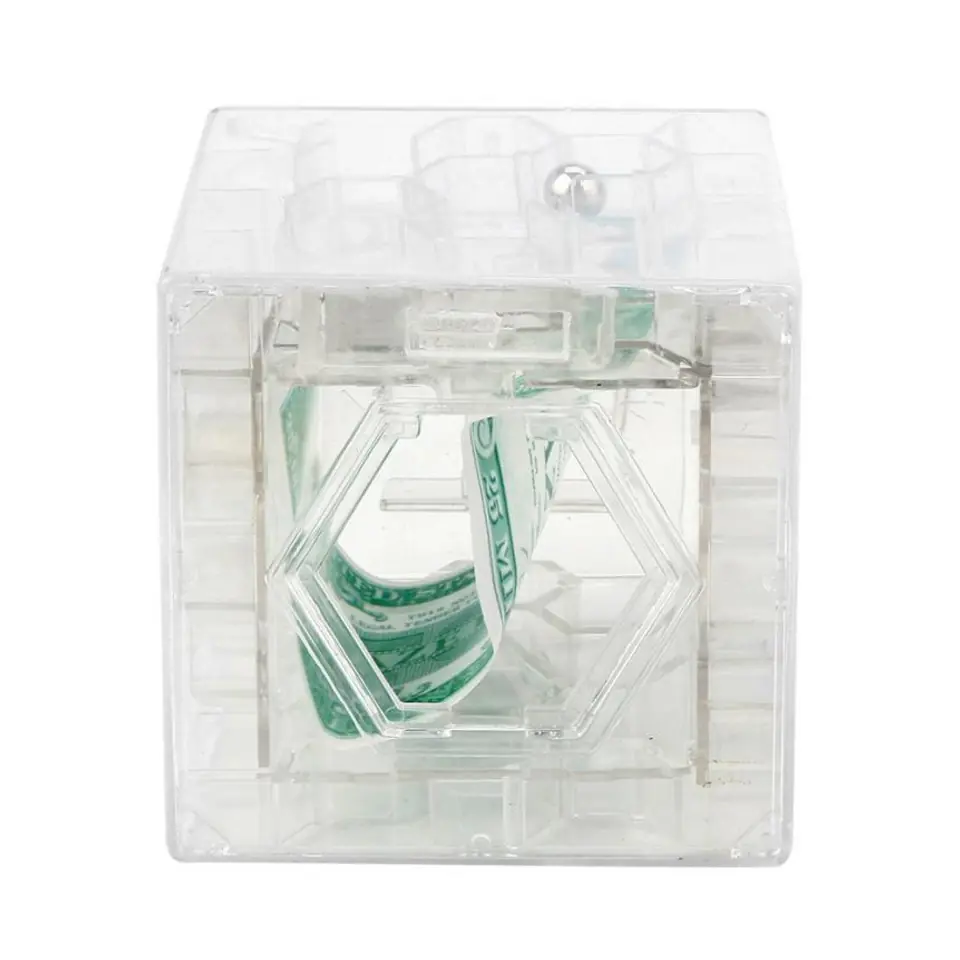 Piggy bank labyrinth puzzle transparent 10cm