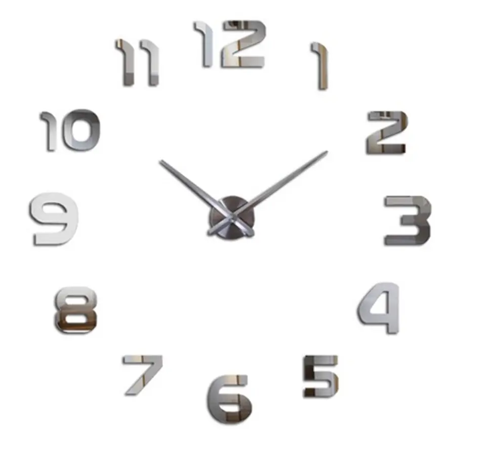 Wall clock large 80-120cm silver 12 digits