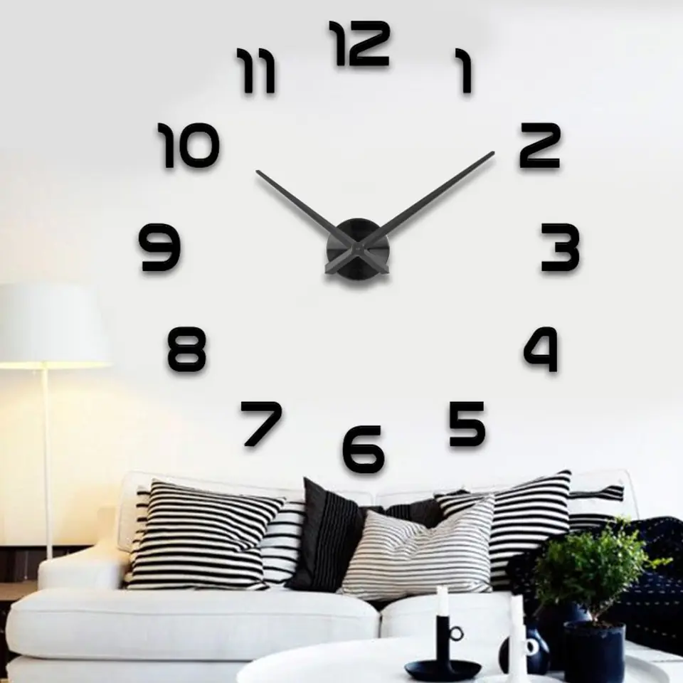 Large wall clock 80-120cm black 12 digits