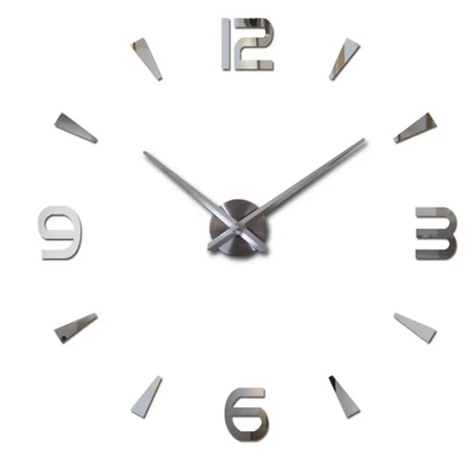 Wall clock large 80-120cm silver 4 digits