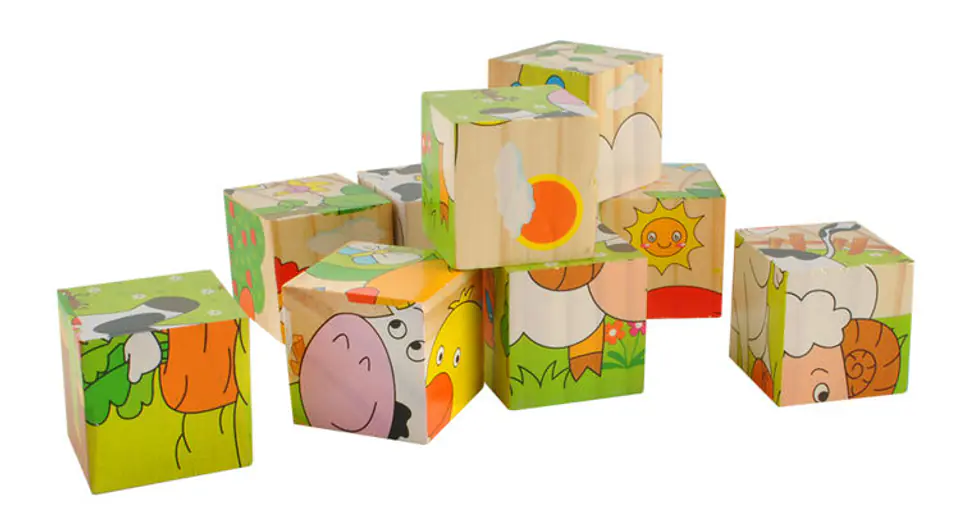 Wooden blocks educational puzzle Farma 9el.