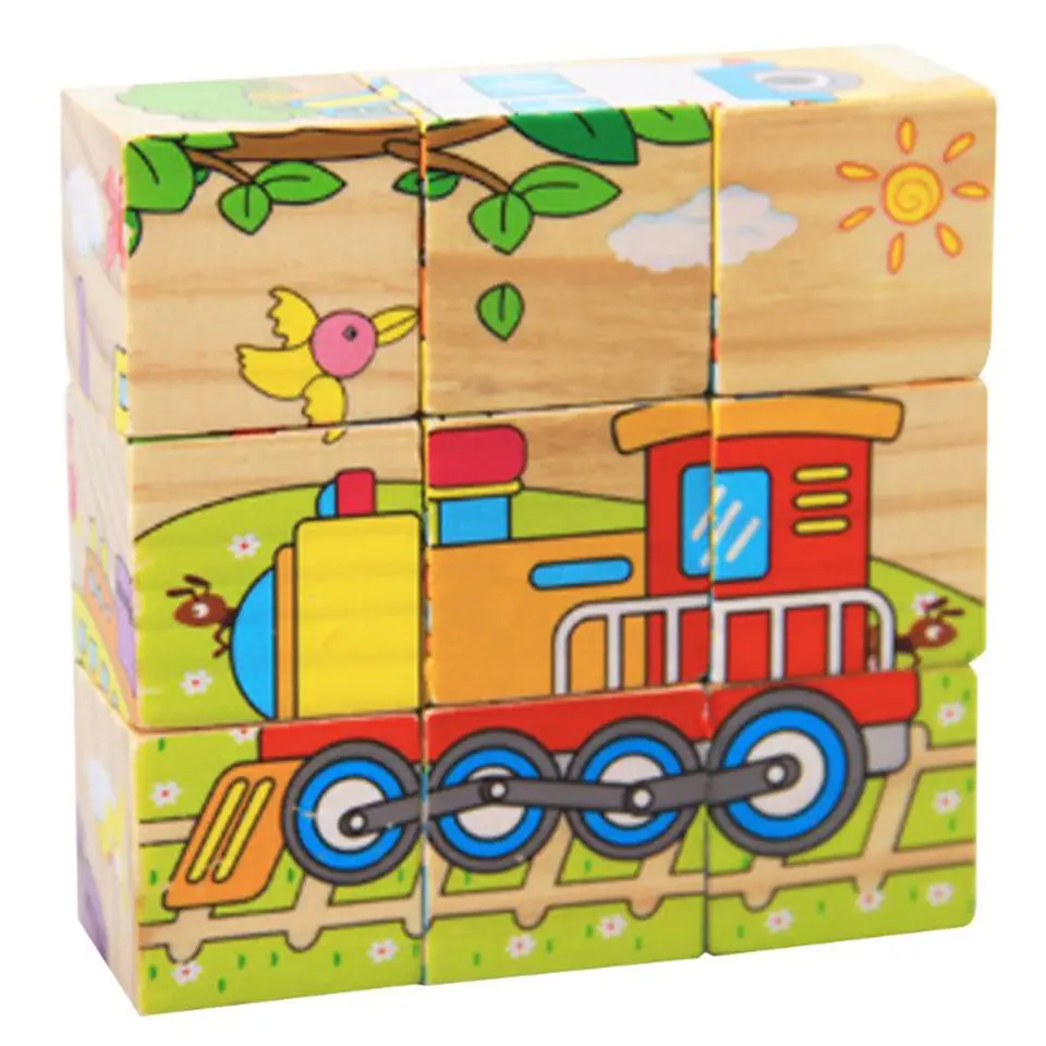 Wooden blocks educational puzzle Vehicles 9el.
