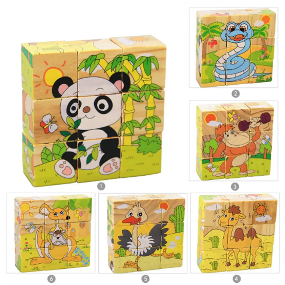 Wooden educational blocks Safari 9el puzzle.