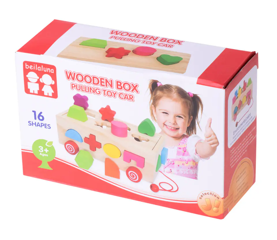 Mobile wooden sorter on string shapes blocks