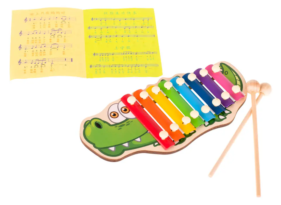 Wooden cymbals colorful for children crocodile