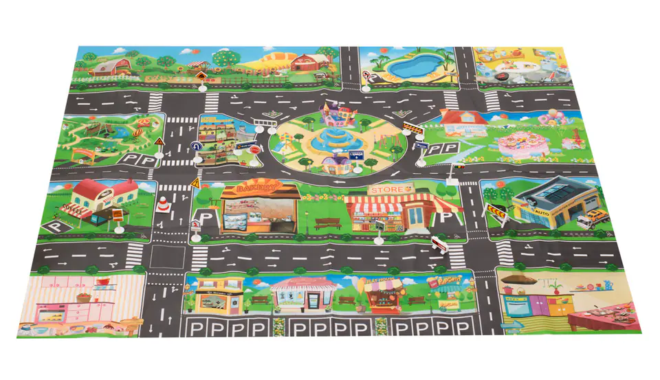 City street play mat + road signs waterproof color 130x100cm