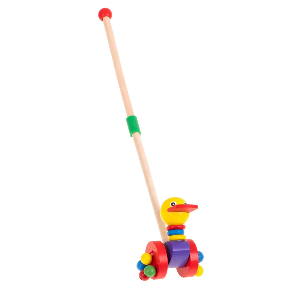 Pusher on a stick wooden walking duck