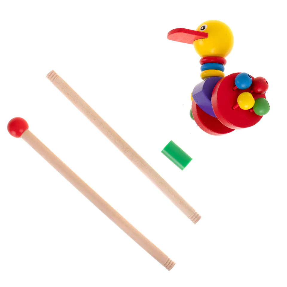 Pusher on a stick wooden walking duck