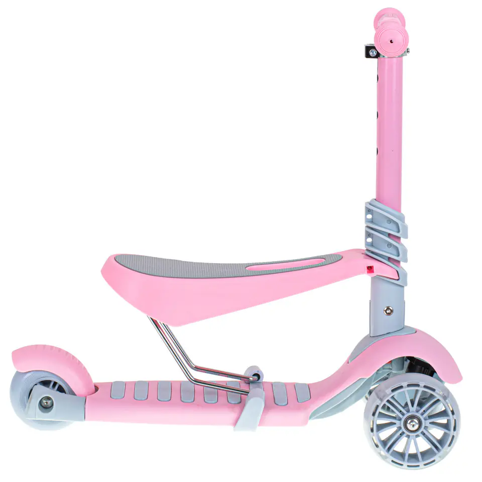 Tricycle scooter with seat 3in1 balance pink LED