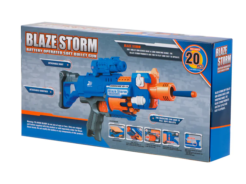 Blaze Storm foam cylinder arrow rifle + sight + 20 arrows blue