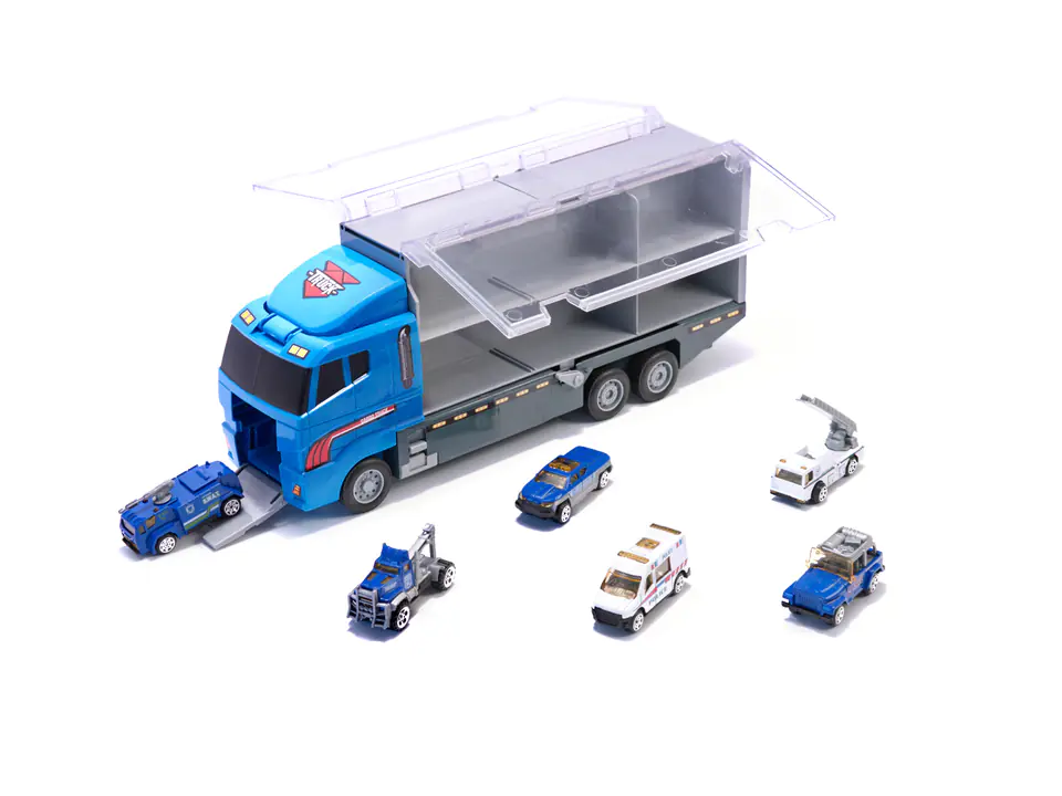 Transporter truck TIR launcher + metal cars police