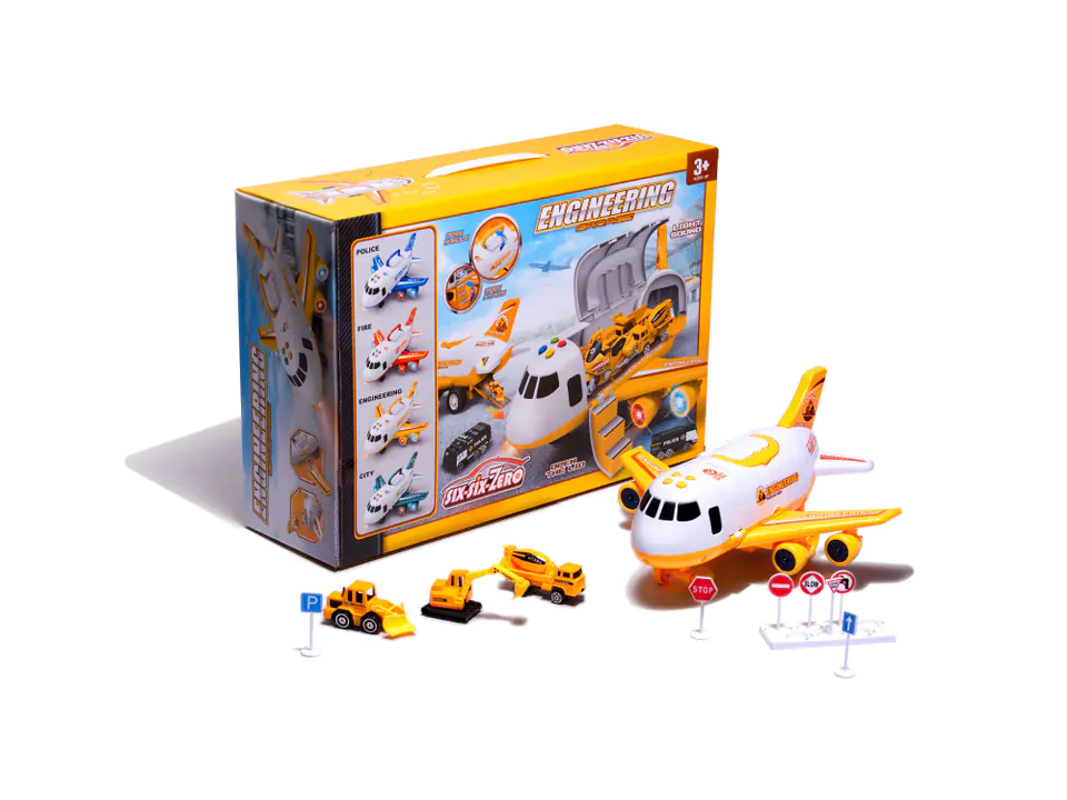 Aircraft transporter + 3 cars construction vehicles