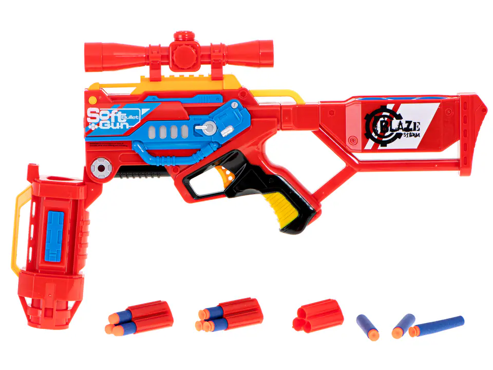 Foam machine arrow rifle Blaze Storm + 20 arrows red