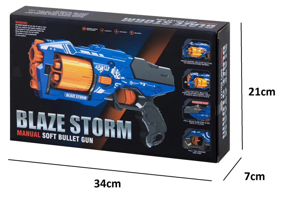 Blaze Storm Foam Cylinder Arrow Gun + 20 Arrows Blue
