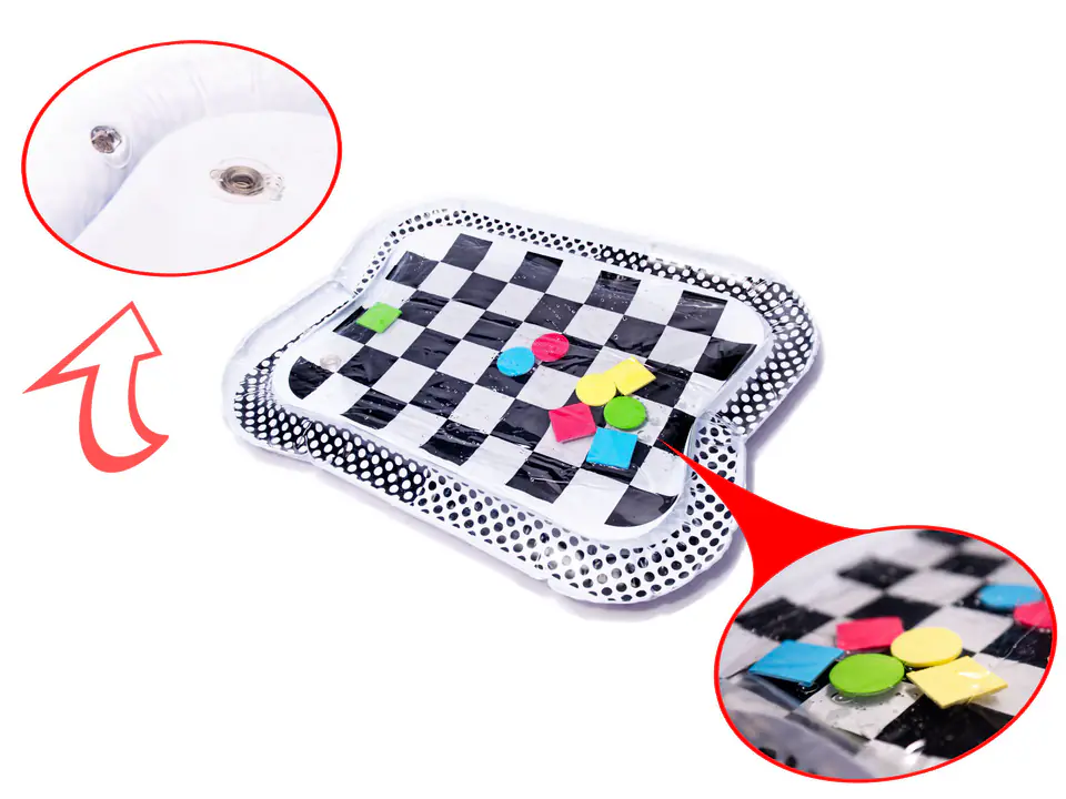 Water mat inflatable contrast black and white checkerboard 65cm x 50cm