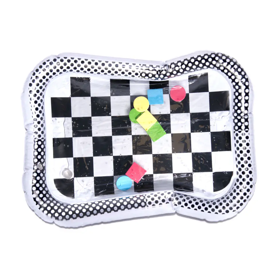 Water mat inflatable contrast black and white checkerboard 65cm x 50cm