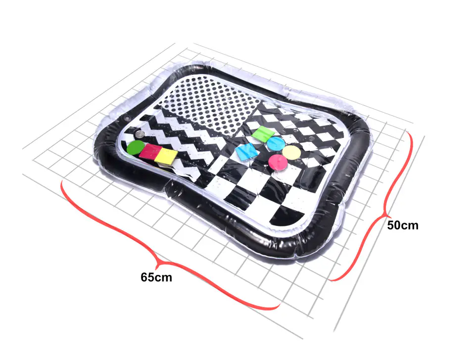 Water mat inflatable contrast black and white patterns 65cm x 50cm