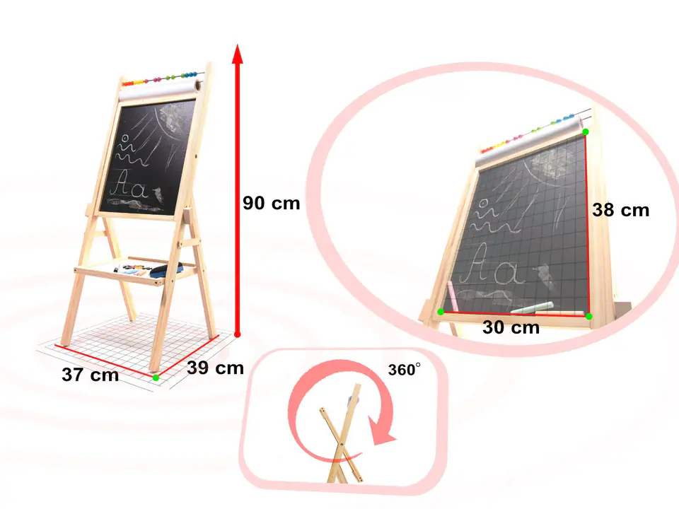 Chalk magnetic board + paper abacus 90cm