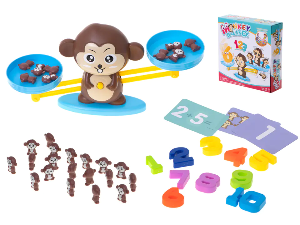 Weighing pan educational learning to count monkey large
