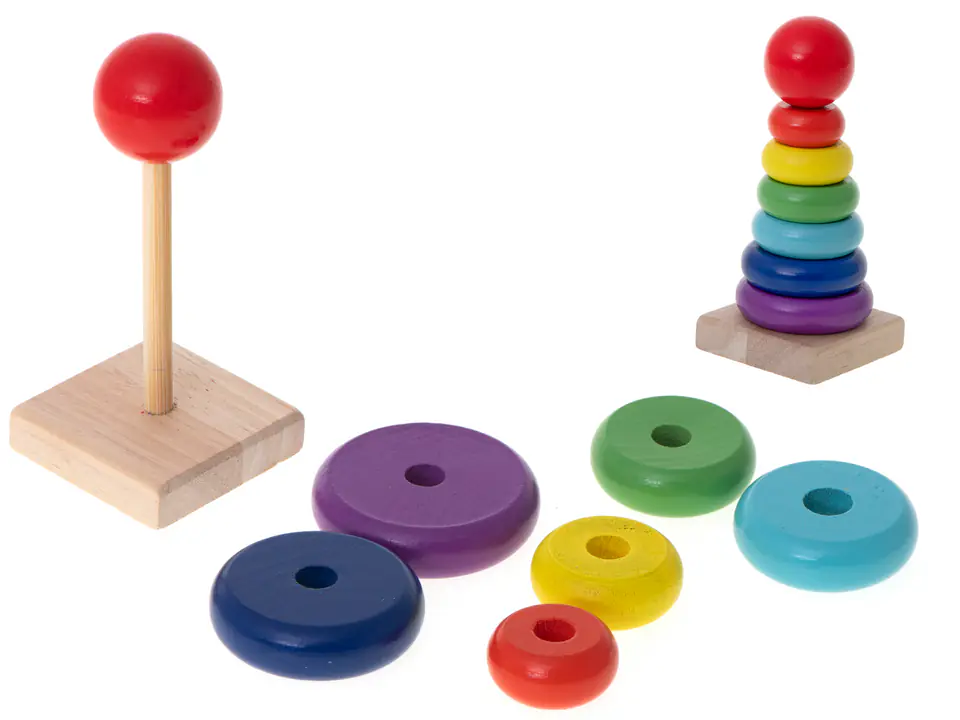 Pyramid wooden tower rainbow sorter 13cm