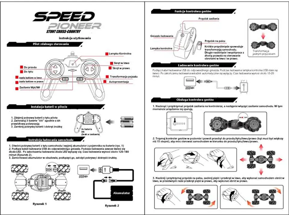 RC Speed Pioneer Stunt Car 360 red