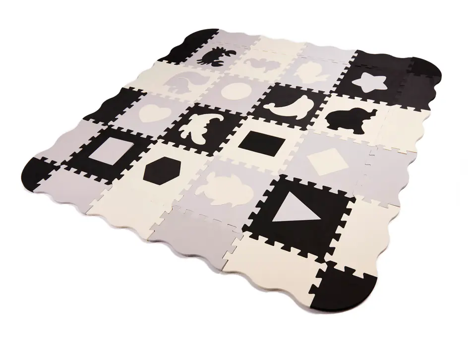 Foam puzzle mat/playpen for children 36el. black-gray-ecru