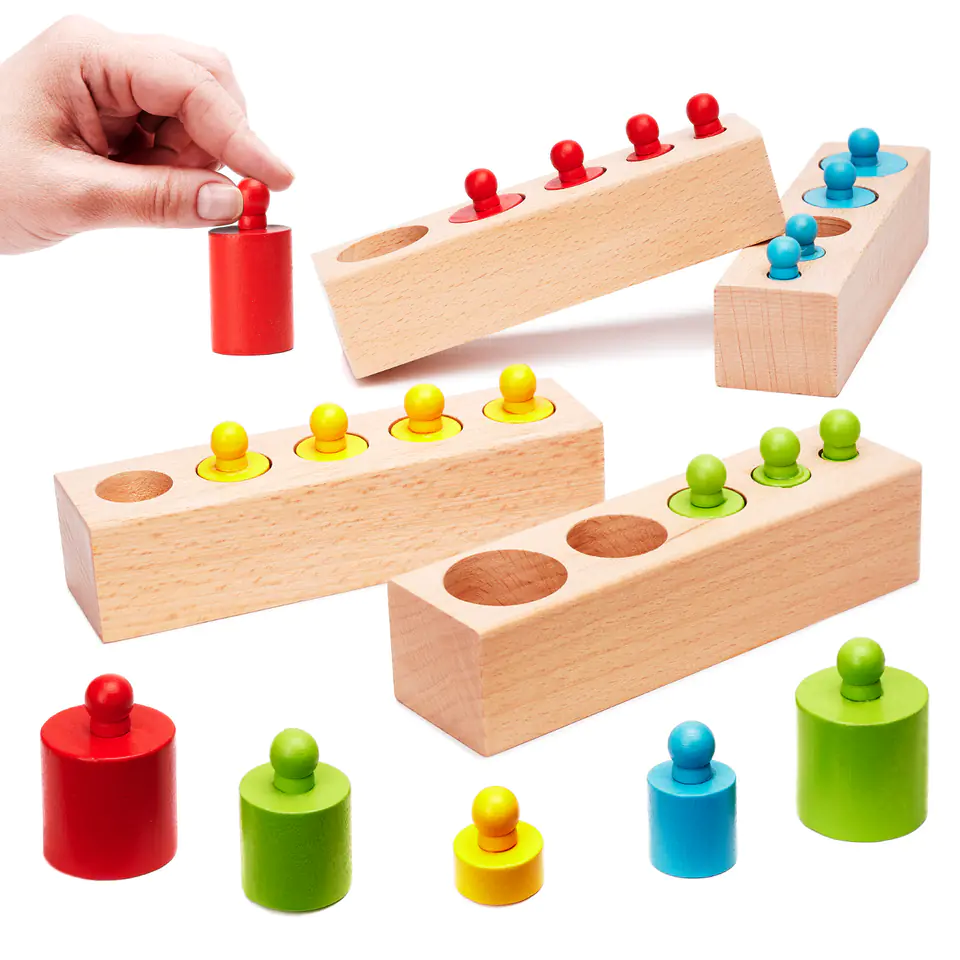 Weights wooden cylinders montessori colorful