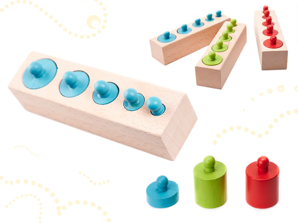 Weights wooden cylinders montessori colorful