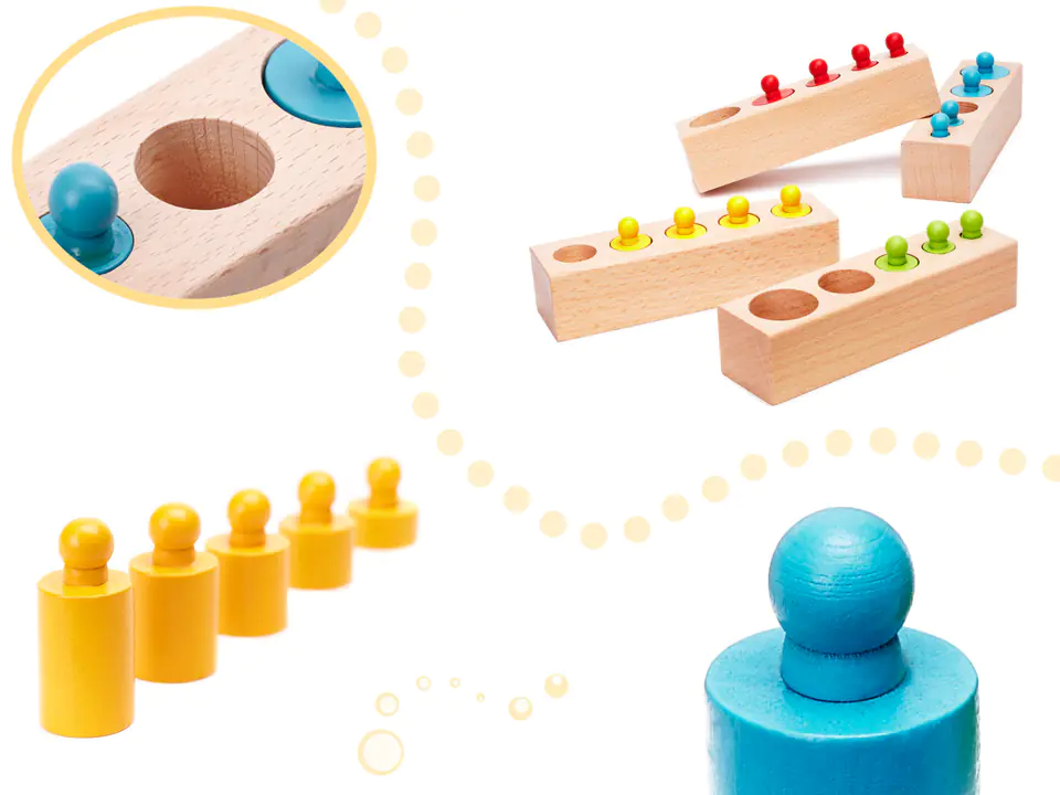 Weights wooden cylinders montessori colorful