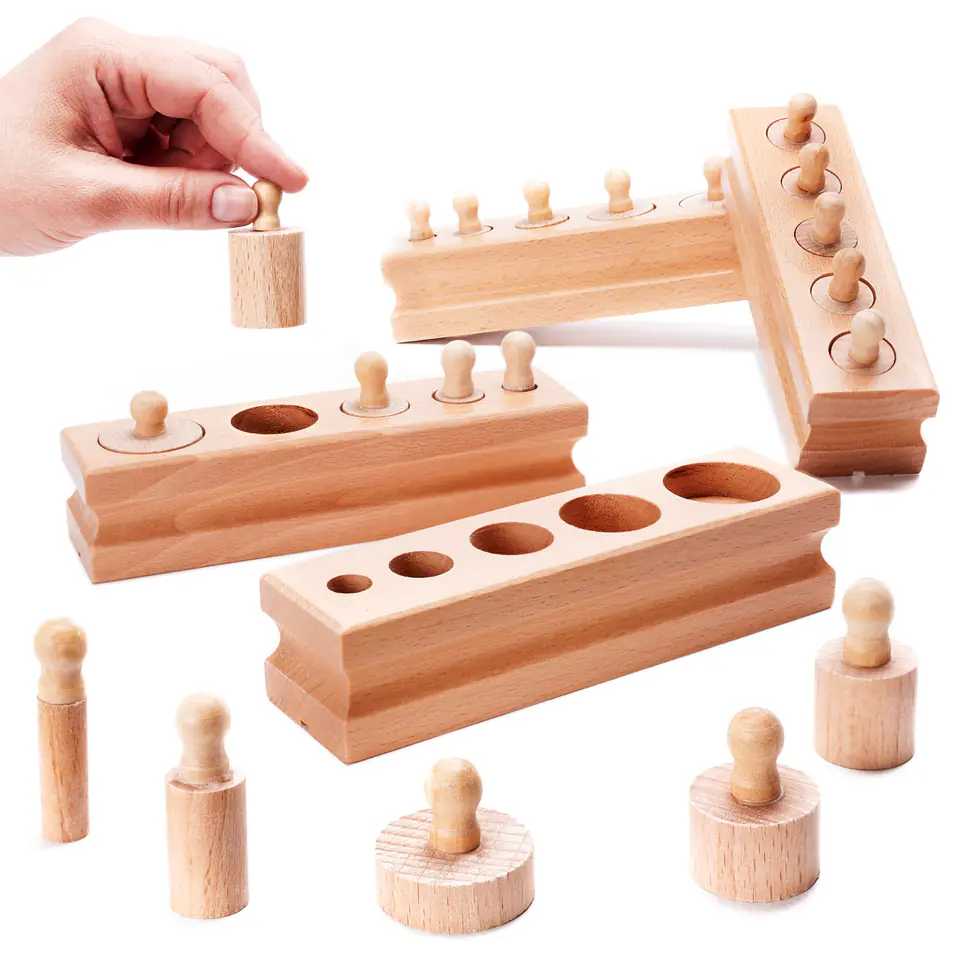 Weights, wooden cylinders, montessori sorter