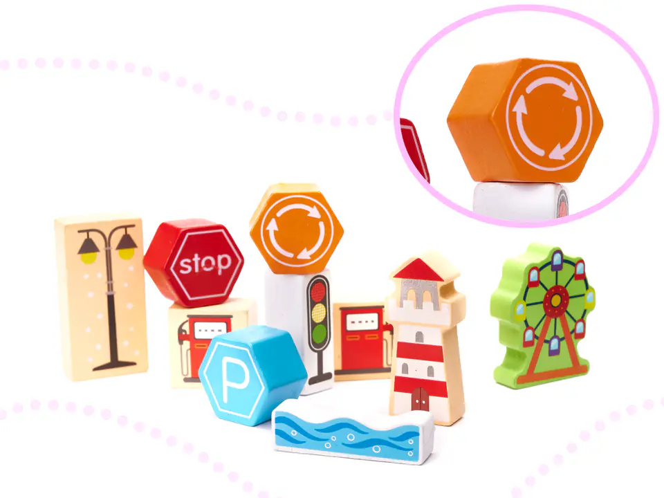 Wooden blocks educational city puzzle 120el.