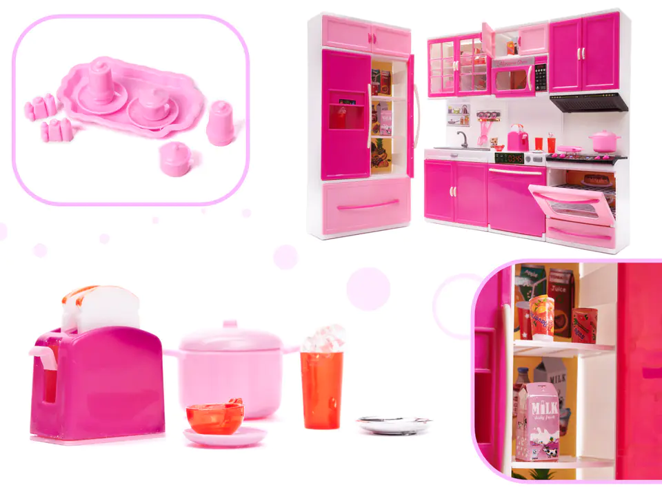 Furniture for dolls kitchen 4 segments LED sounds