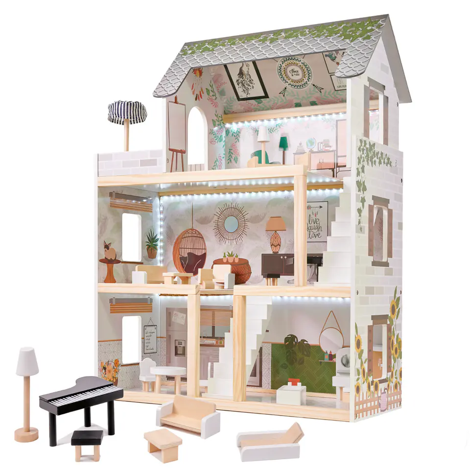 LULILO Dollhouse wooden FLORO boho LED