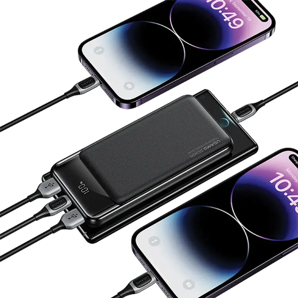 USAMS Powerbank 30000mAh 10W 1C+2Aczarny/black XY Series 30KCD20201 (US-CD202) 3 porty