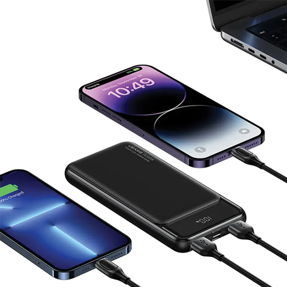 USAMS Powerbank 30000mAh 10W 1C+2Aczarny/black XY Series 30KCD20201 (US-CD202) 3 porty