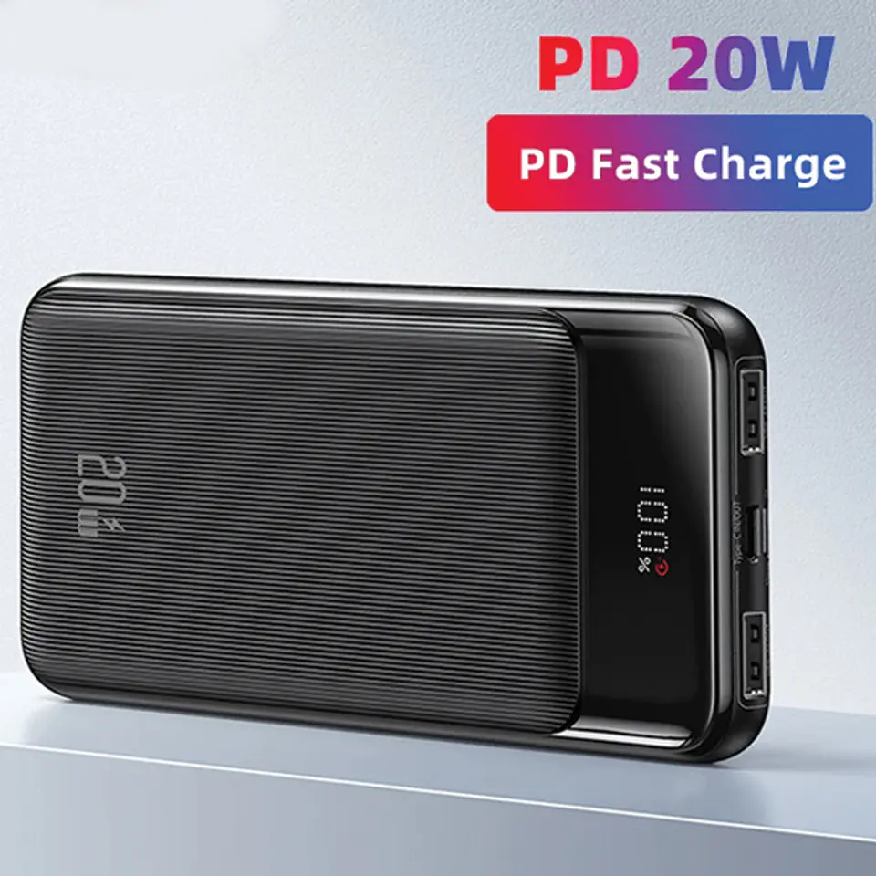 USAMS Powerbank 30000mAh 20W QC3.0+PD Fast Charge czarny/black XY Series 30KCD20101 (US-CD201) Digital display