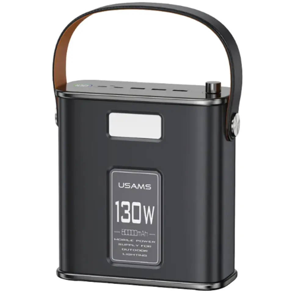 USAMS Powerbank 80000mAh 130W 2C+3A QC3.0+PD Fast Charge czarny/black STXLOGTC01 (US-CD196) + kabel USB-C-USB-C 100W 2m