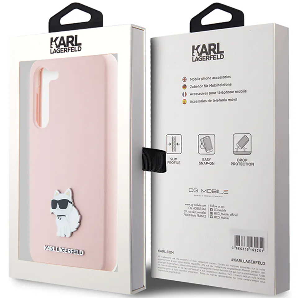 Karl Lagerfeld KLHCS23LSMHCNPP S23 Ultra S918 różowy/pink Silicone Choupette Metal Pin