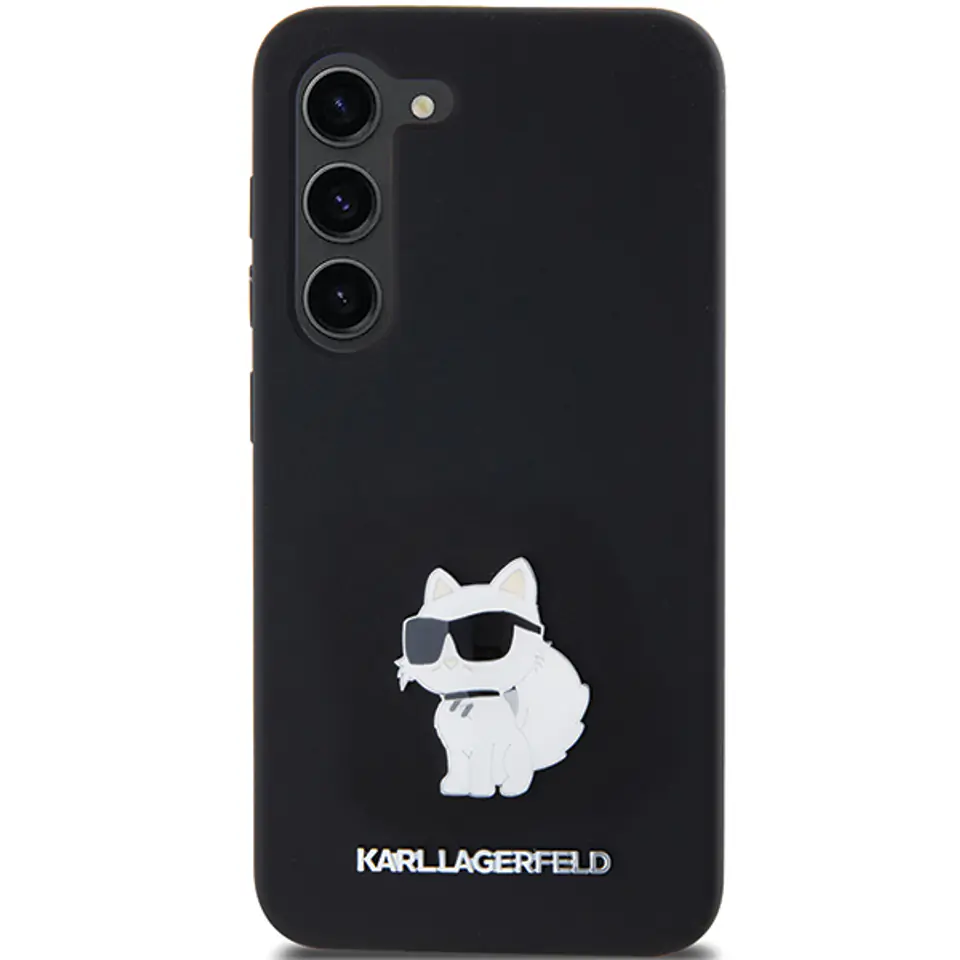 Karl Lagerfeld KLHCS23MSMHCNPK S23+ S916 czarny/black hardcase Silicone Choupette Metal Pin