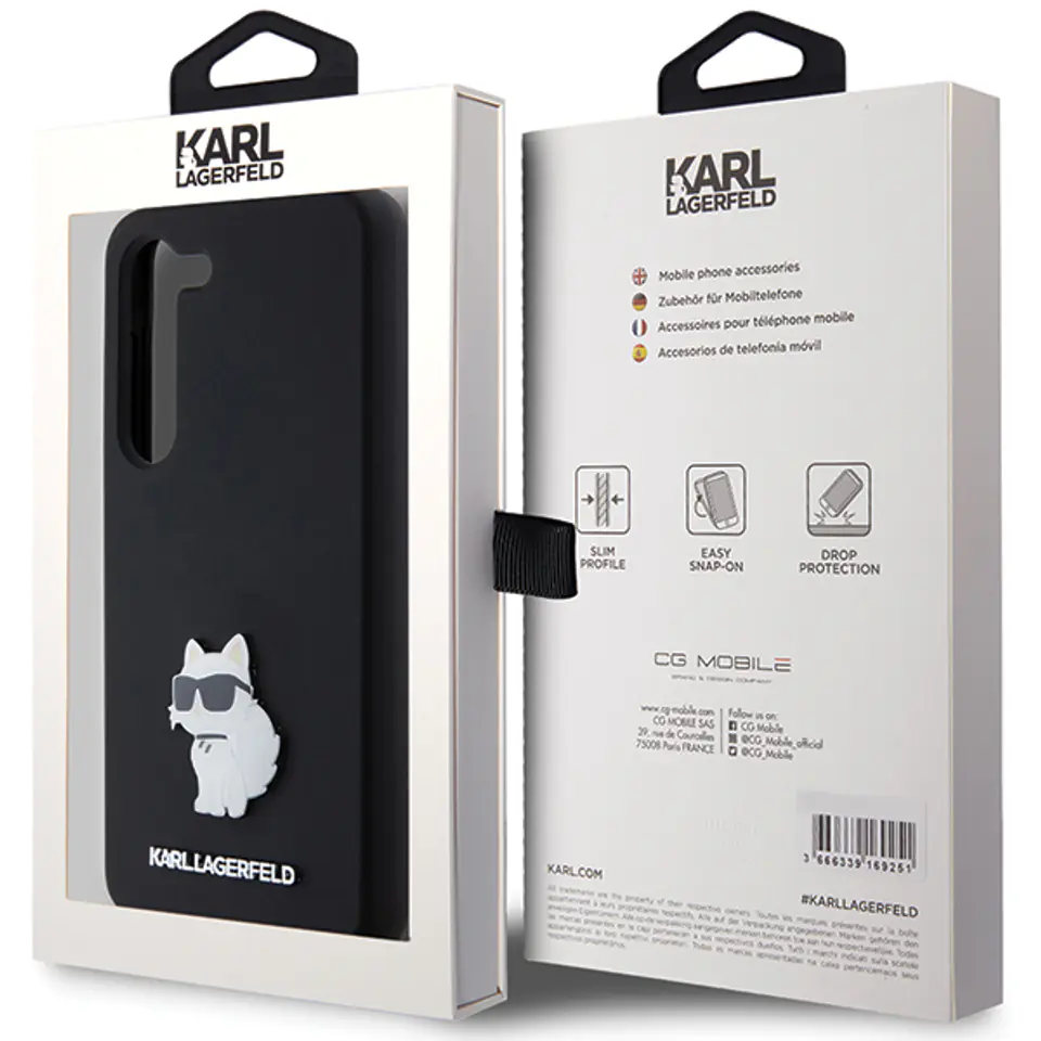 Karl Lagerfeld KLHCS23MSMHCNPK S23+ S916 czarny/black hardcase Silicone Choupette Metal Pin